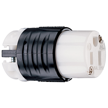 15A, 125V Extra-Hard Use Spec-Grade Connector, Black and White