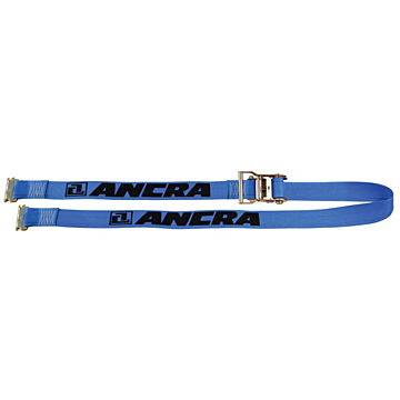 Logistics Strap, Ratchet, 2" x 20' w/Spring Acuated E-fittings (blue)