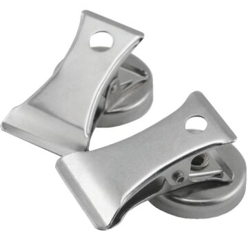 Master Magnetics 1 In. Dia. Chrome Magnetic Note Holder Clip (2-Pack)