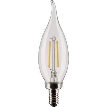 Satco 25W Equivalent Warm White CA10 Candelabra LED Decorative Light Bulb (2-Pack)