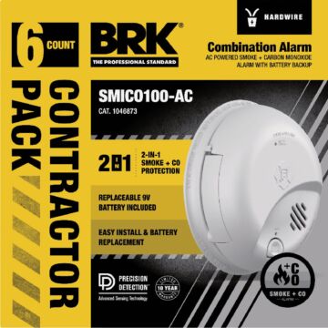 BRK Hardwired Ionization Combination Smoke & Carbon Monoxide Alarm (6-Pack)