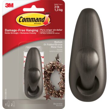 3M Command Medium Oil Rubbed Bronze Metal Adhesive Hook