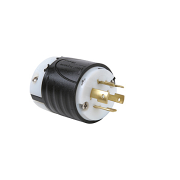 Pass & Seymour 20A NEMA Plug L1620 - Black Back, White Front Body