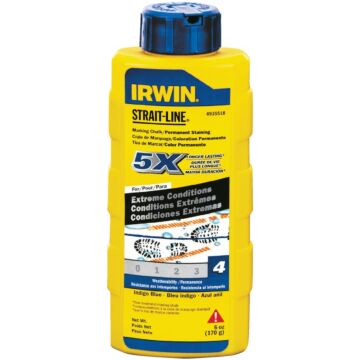 Irwin STRAIT-LINE 6 Oz. Blue Permanent Staining 5X Chalk Line Chalk