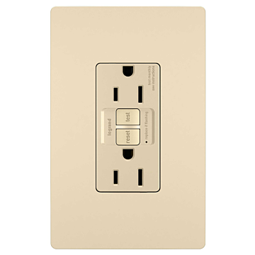 Pass & Seymour radiant® 15A Duplex Self-Test GFCI Receptacles with SafeLock® Protection, Ivory