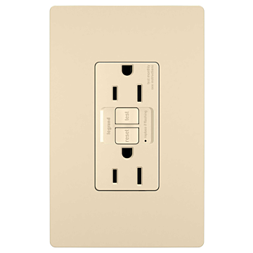 Pass & Seymour radiant® Tamper-Resistant 15A Duplex Self-Test GFCI Receptacles with SafeLock® Protection, Ivory