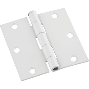 National 3-1/2 In. Square White Door Hinge (3-Pack)