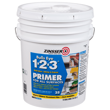 Zinsser® - Bulls Eye 1-2-3® Water-Base Primer - 5 Gallon - Primer-White