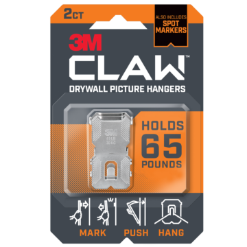 3M ™ CLAW™ 65lb Drywall Picture Hangers with Spot Markers 3PH65M-2ES