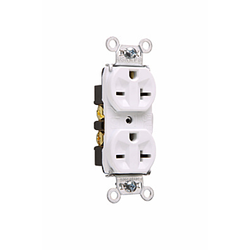 20A 250V Heavy Duty Spec-Grade Duplex Receptacle, Back and Side Wire, Ivory