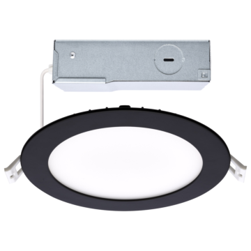12 Watt LED Direct Wire Downlight - 6-Inch - CCT Selectable - Round - Remote Driver - Black Finish
