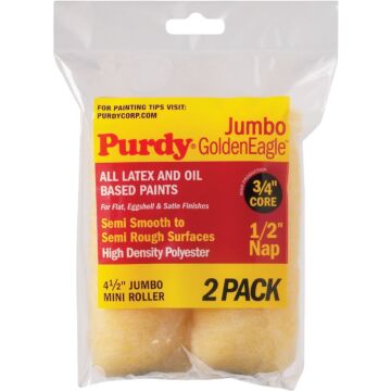 Purdy Jumbo Golden Eagle 4-1/2 In. x 1/2 In. Mini Knit Fabric Roller Cover (2-Pack)
