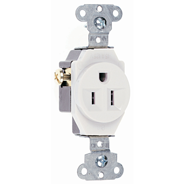 Pass & Seymour 15A 125V Heavy Duty Spec-Grade Single Receptacle, Side Wire, White