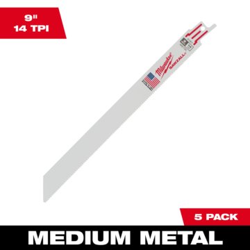 Milwaukee 9" 14 TPI SAWZALL® Blade for Medium Metal (5 PK)
