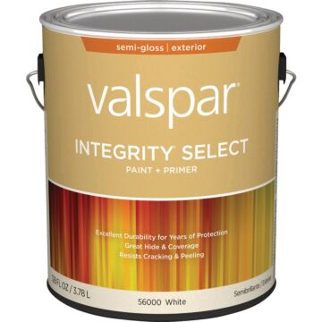  Valspar Integrity Select Semi-Gloss Paint & Primer Exterior Paint, White, 1 Gal.