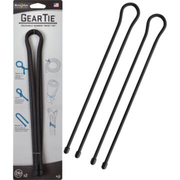 Gear Tie Reusable Rubber Twist Tie - Black