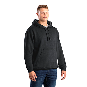 Men's Zippered Pocket Hooded Pullover Sweatshirt (Black)