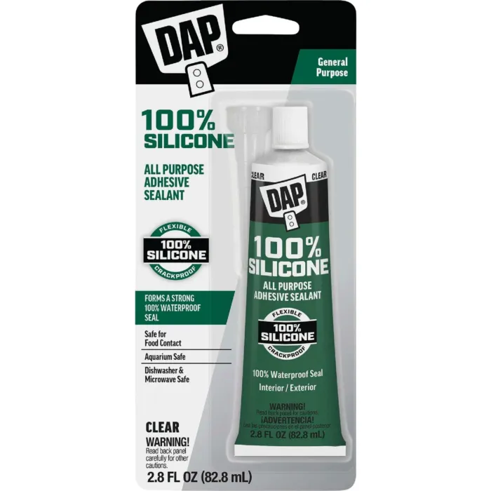 DAP All-Purpose 100% Silicone Adhesive Sealant (Clear) 2.8 oz
