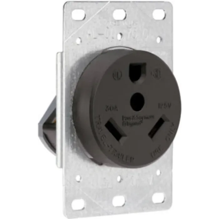 Pass & Seymour Legrand 3830CC6 Power Outlet, 2 -Pole, 125 VAC, 30 A, Black