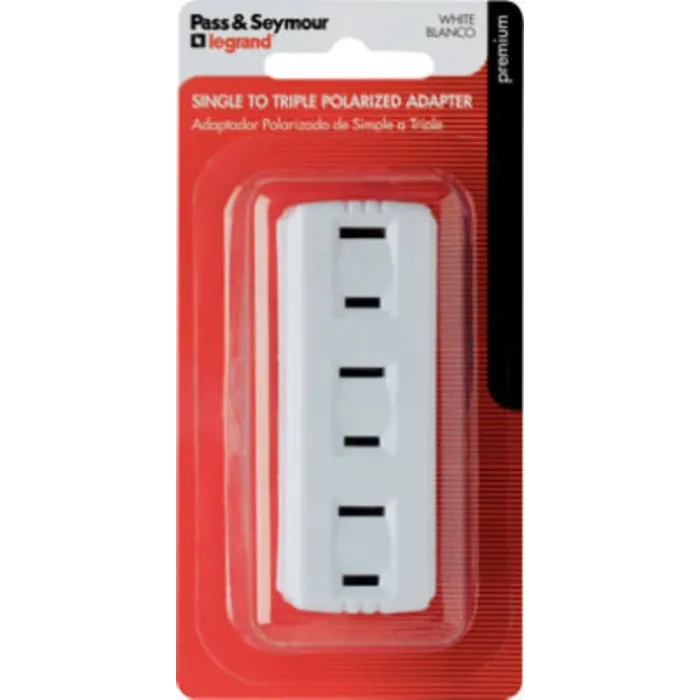 Pass & Seymour Legrand 63WBPCC5 Plug In Adapter, 2-Pole, 15 A, 125 V, White
