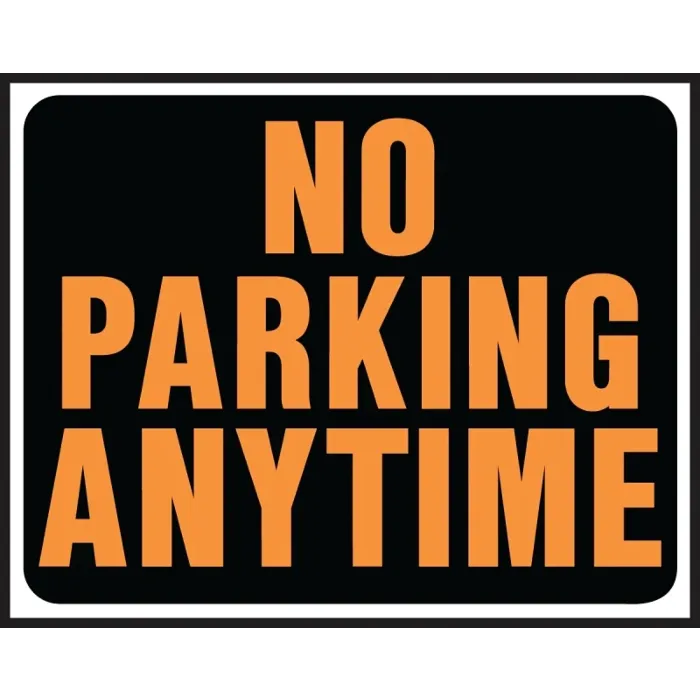 Hy-Ko Hy-Glo Series SP-105 Identification Sign, Rectangular, NO PARKING ANYTIME, Fluorescent Orange Legend, Plastic