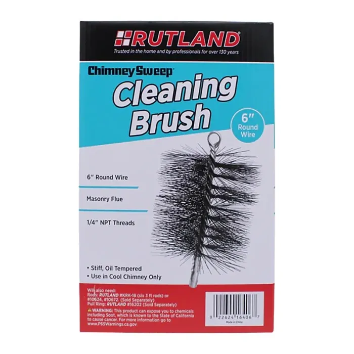 Rutland 16406 Chimney Brush, 10 in L, 6 in Dia Brush, Metal Trim