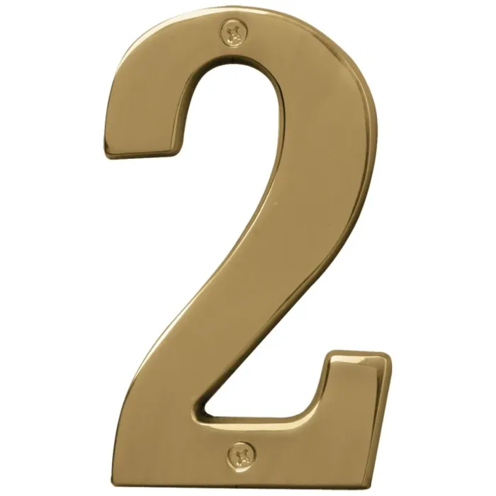HY-KO Hy-Ko Prestige Series BR-51PB/2 House Number, Character: 2, 5 in H Character, Brass Character, Brass