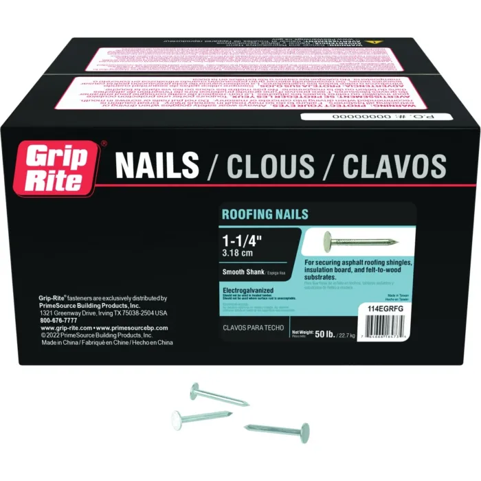 ProFIT Grip-Rite 1-1/4 In. x 11 ga Smooth Shank Flat Head Electrogalvanized Roofing Nail (50 Lb.)