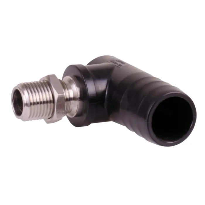 TeeJet 1" Celcan Hose Barb, Stainless Steel Threaded Elbow Nozzle Body