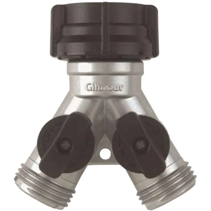 Gilmour 800154-1001 Y-Connector, Zinc, Chrome, For: Garden Hose