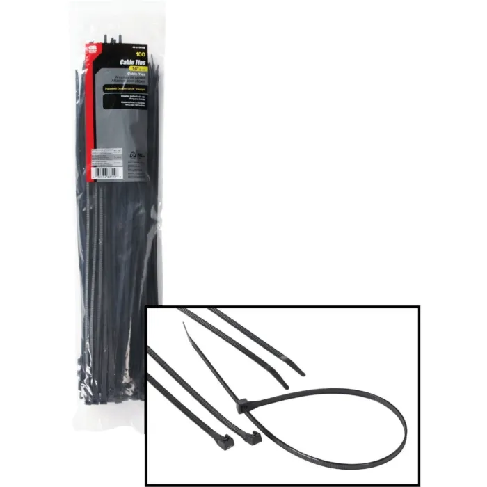 Gardner Bender 14" 50lb UV Black Cable Tie, 100pk