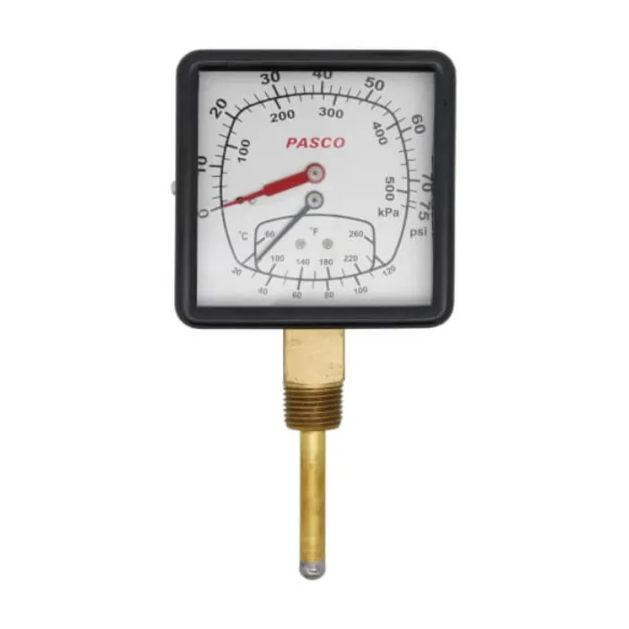 PASCO 50 Psi - 260F Square Boiler Gauge - Bottom Mount