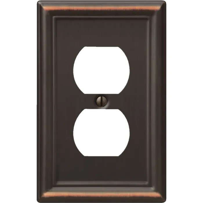 Amerelle Chelsea 1-Gang Steel Duplex Opening Wall Plate (Aged Bronze)