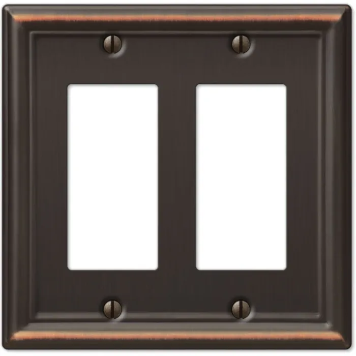 Amerelle Chelsea 2-Gang Steel Decorator Opening Wall Plate (Aged Bronze)