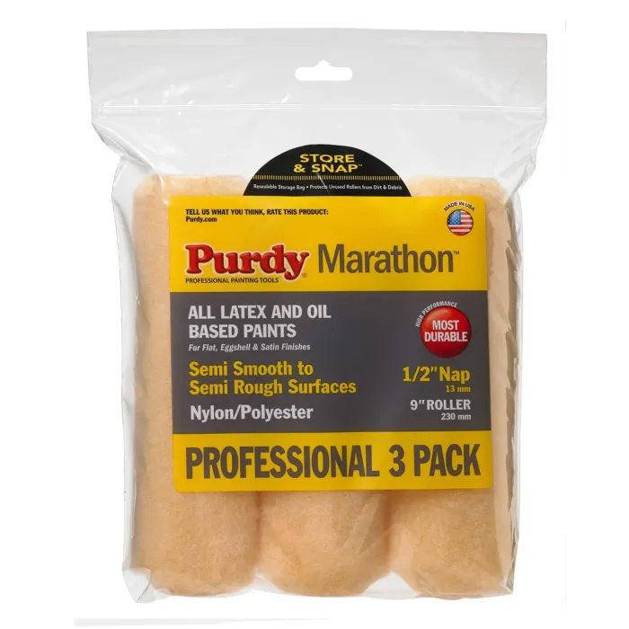 Purdy Marathon Knit Fabric Roller Cover (3pk) 1/2 in. Nap x 9 in.