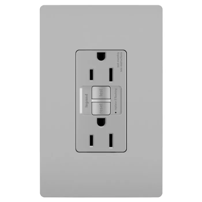 Pass & Seymour radiant® 15A Duplex Self-Test GFCI Receptacles with SafeLock® Protection, Gray