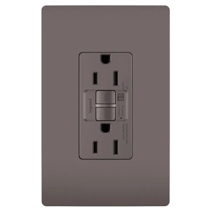 Pass & Seymour radiant® Tamper-Resistant 15A Duplex Self-Test GFCI Receptacles with SafeLock® Protection, Brown