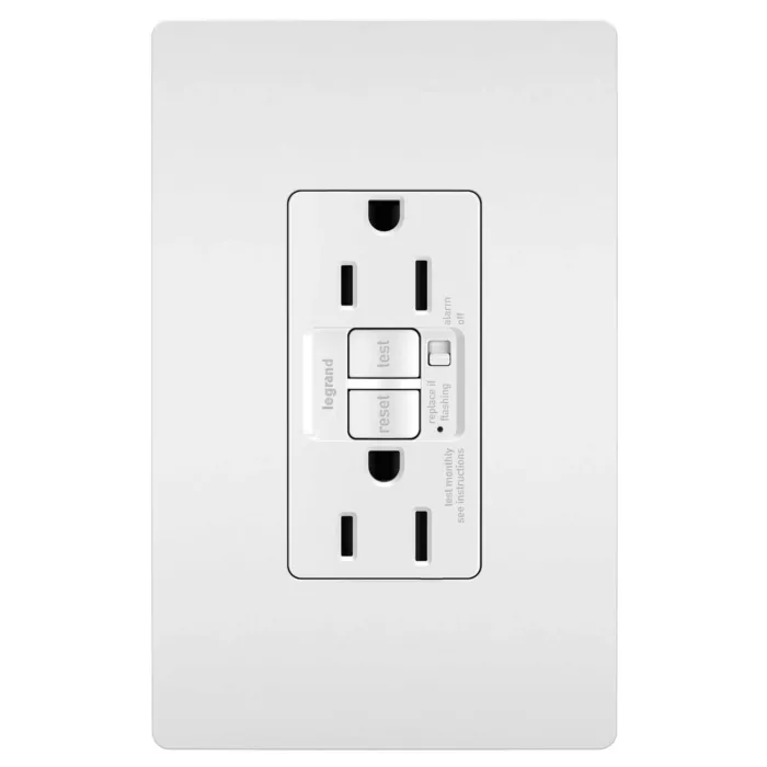 Pass & Seymour radiant® Tamper-Resistant 15A Duplex Self-Test GFCI Receptacles with Audible Alarm and SafeLock® Protection, White