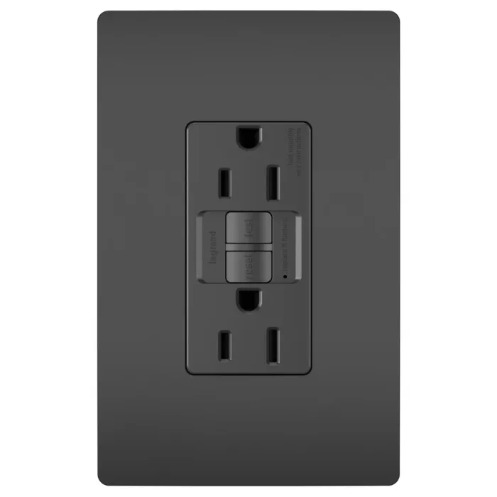 Pass & Seymour radiant® Tamper-Resistant 15A Duplex Self-Test GFCI Receptacles with SafeLock® Protection, Black