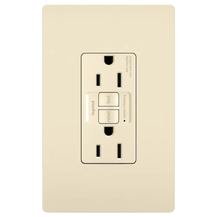 Pass & Seymour radiant® Tamper-Resistant 15A Duplex Self-Test GFCI Receptacles with SafeLock® Protection, Light Almond