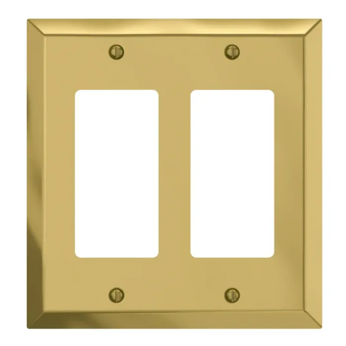 Amerelle 2-Gang Steel 2-Decorator Opening Wall Plate (Polished Brass)