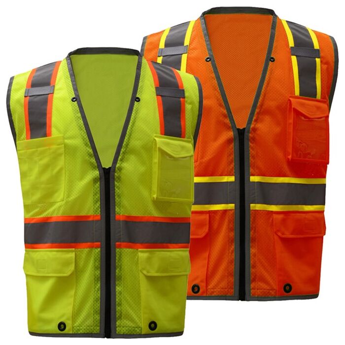 GSS SAFETY® 1702-4XL 4XL 100% Polyester Hi-Vis Orange Safety Vest