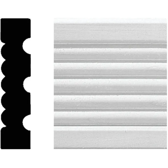 House of Fara 3/4 In. W. x 3-1/4 In. H. x 8 Ft. L. White MDF Fluted Casing Molding