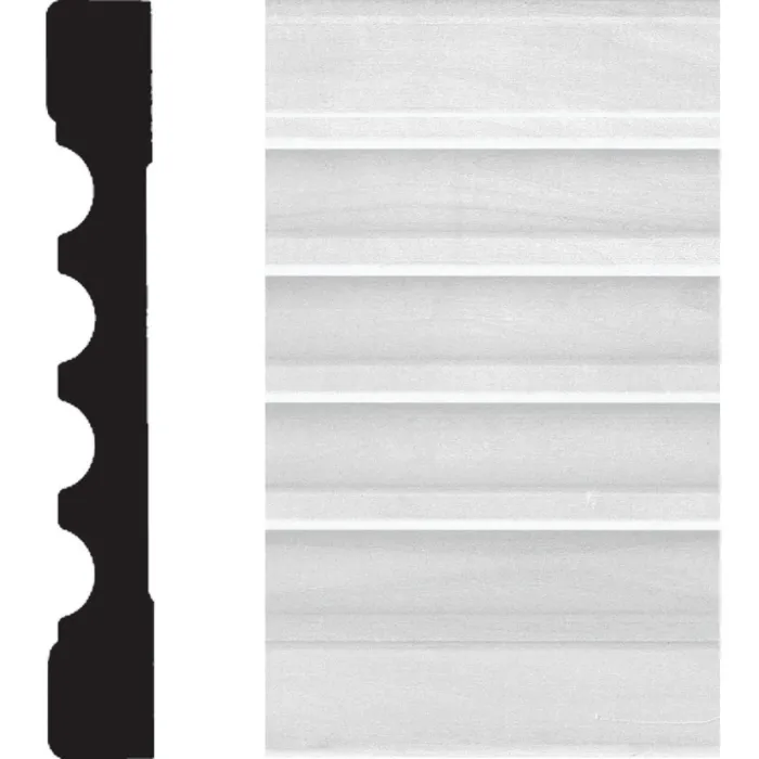 House of Fara 3/4 In. W. x 5-1/4 In. H. x 8 Ft. L. White MDF Fluted Casing Molding