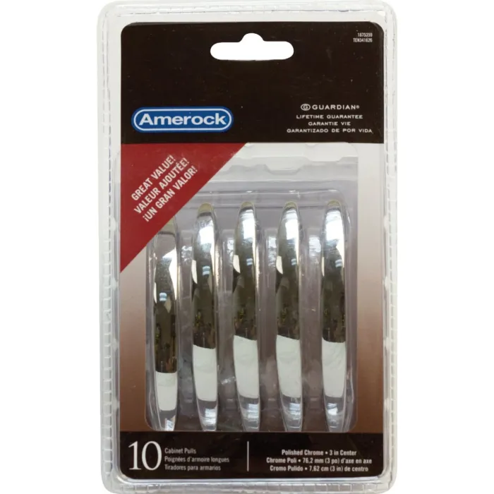 Amerock Arc 3 In. Polished Chrome Cabinet Drawer Pull (10-Pack)