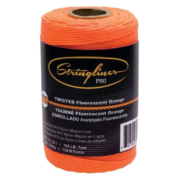 Stringliner Twisted Fluorescent Orange Pro Mason's Line Replacement Roll 540 ft