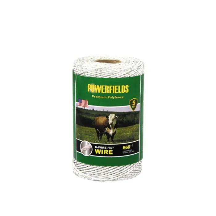 PowerFields 660 ft Heavy Duty Poly White 6-Wire Polywire