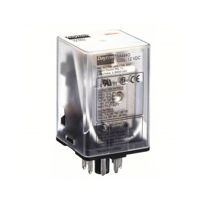 DAYTON 10A 12V Socket Mounted General Purpose Relay