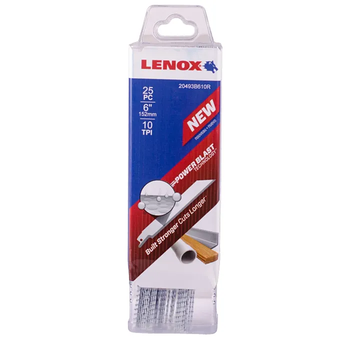 Lenox LENOX General Purpose Reciprocating Saw Blade With Power Blast Technology, Bi-Metal, 6-Inch, 10 Tpi, 25/Pk