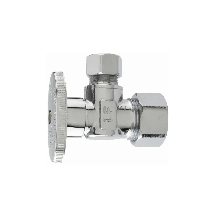 PlumbPak® 1/2 in x 3/8 in OD Compression Chrome Quarter Turn Supply Stop Angle Valve